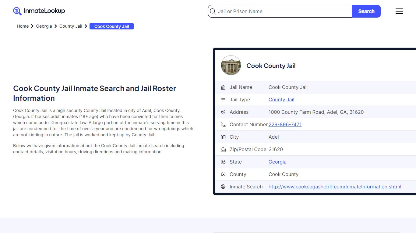 Cook County Jail (GA) Inmate Search Georgia - Inmate Lookup